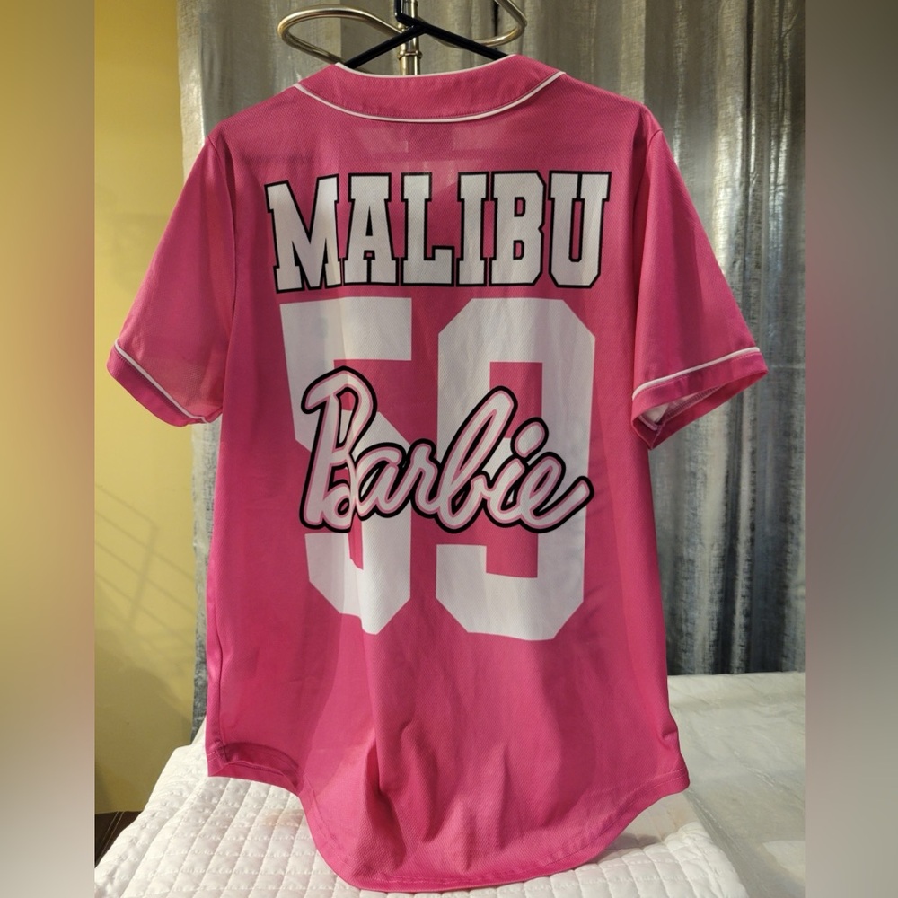 Malibu Barbie 59 Hot Pink Baseball Jersey Barbiecore Feminine Sporty Athletic